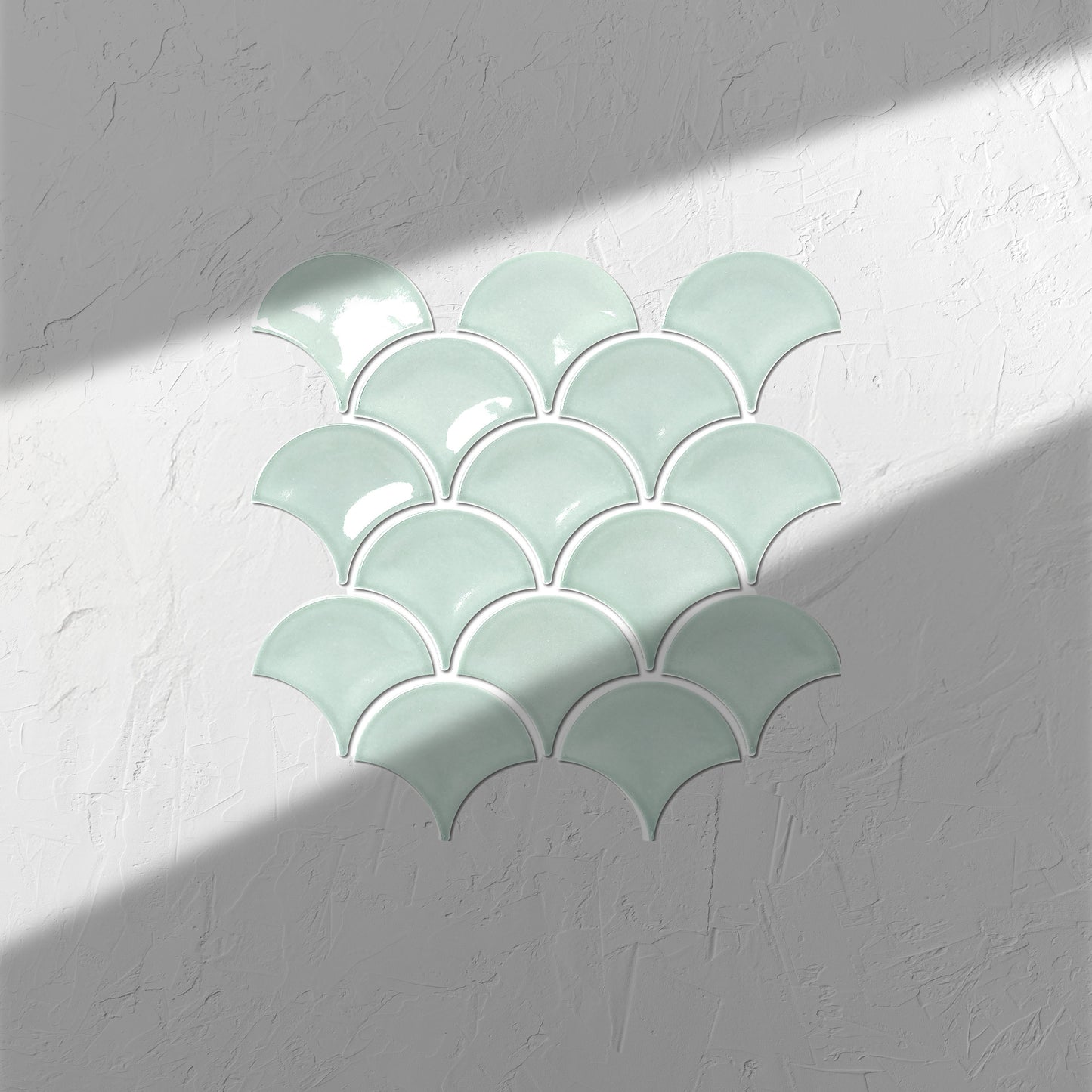 Foam Light Green Gloss Porcelain Glazed Fishscale 95x87mm