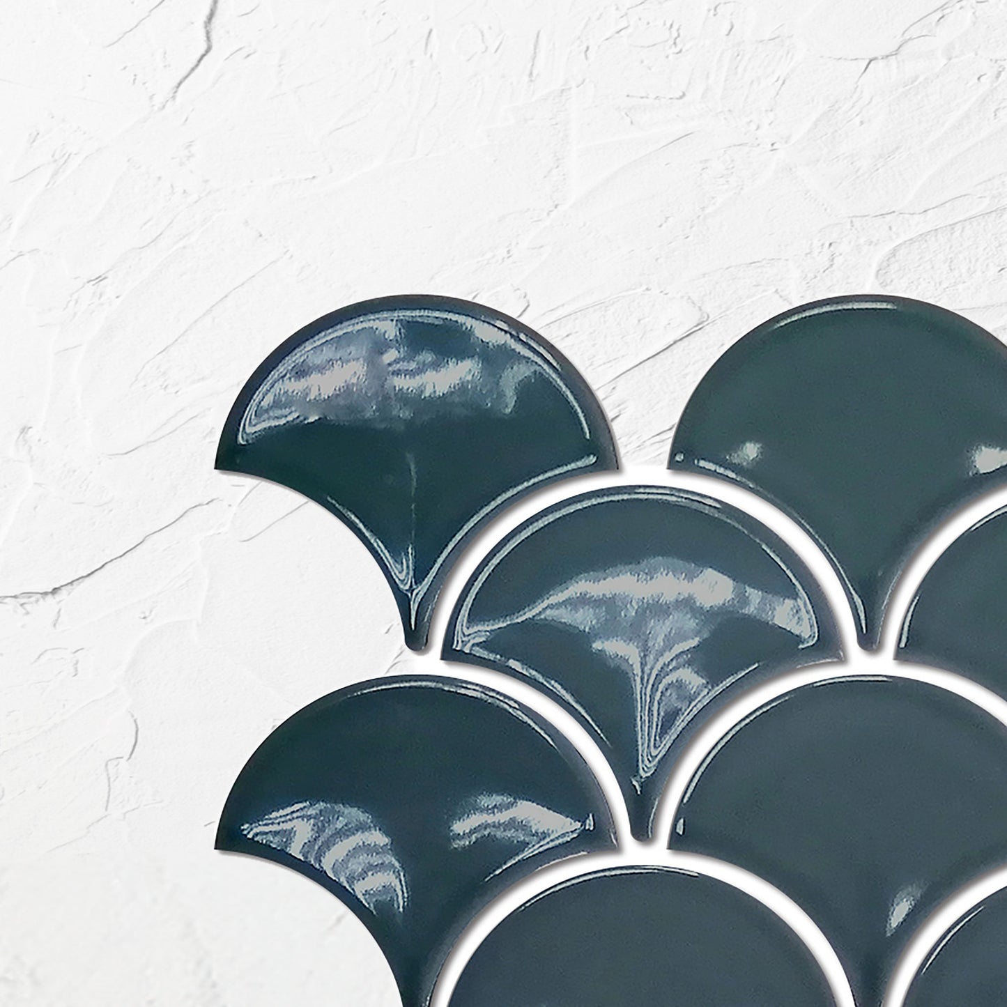 Denim Blue Gloss Porcelain Glazed Fishscale 95x87mm