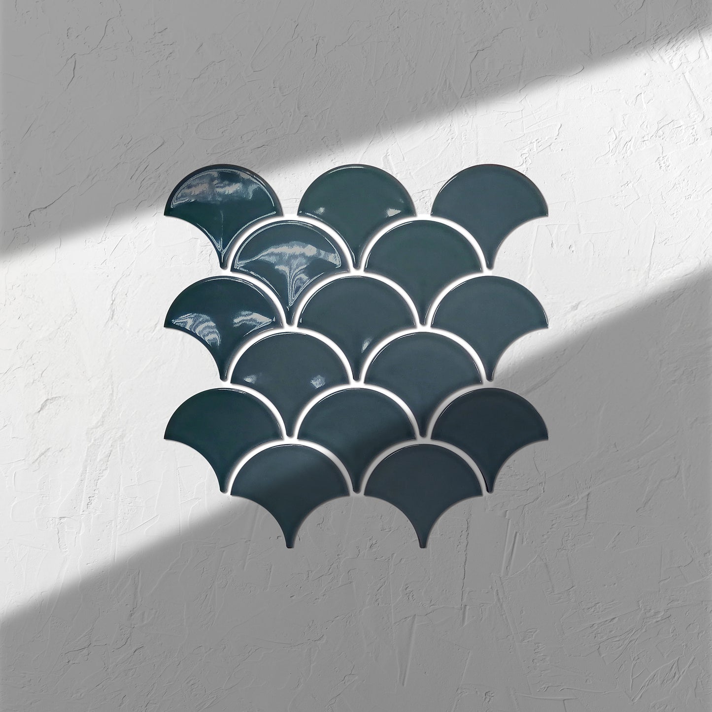 Denim Blue Gloss Porcelain Glazed Fishscale 95x87mm