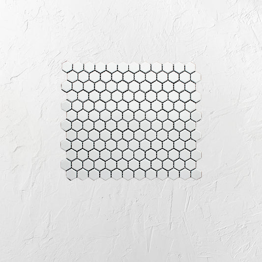 White Gloss Porcelain Glazed Hexagon 23mm