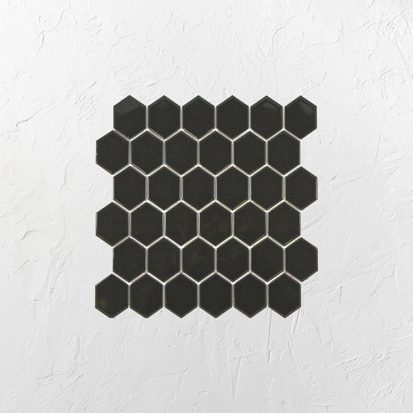 Black Gloss Porcelain Glazed Hexagon 51x59mm