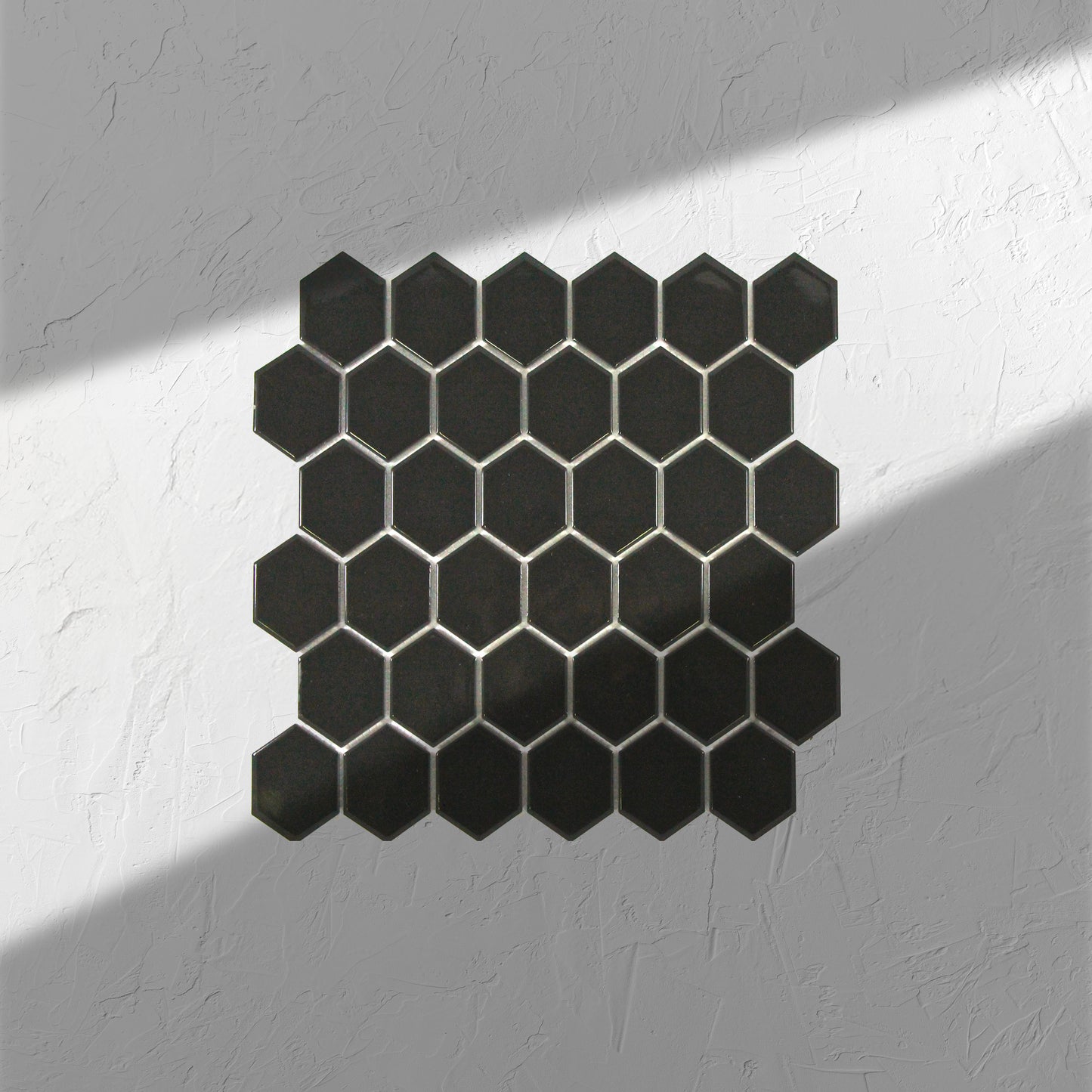 Black Gloss Porcelain Glazed Hexagon 51x59mm