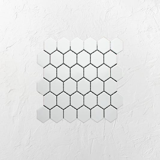 White Gloss Porcelain Glazed Hexagon 51x59mm