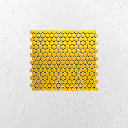 Yellow Gloss Porcelain Glazed Penny Round 19mm