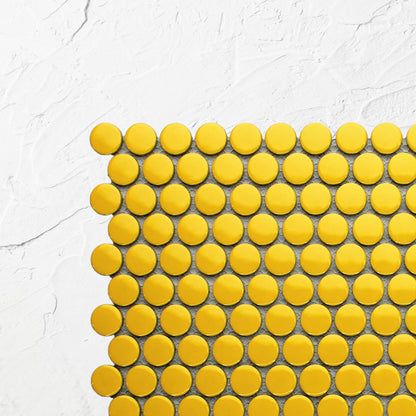 Yellow Gloss Diameter Glazed Porcelain Penny Round 19mm