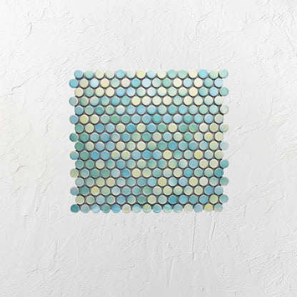 Aqua Mix Gloss Diameter Glazed Porcelain Penny Round 19mm