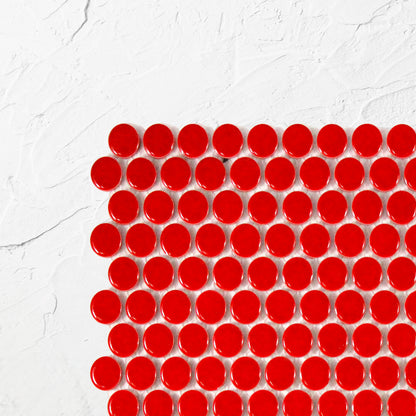 Red Gloss Diameter Glazed Porcelain Penny Round 19mm