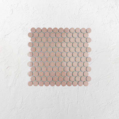 Pink Gloss Glazed Porcelain Penny Round 28mm Diameter