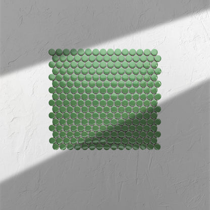 Green Gloss Diameter Glazed Porcelain Penny Round 19mm