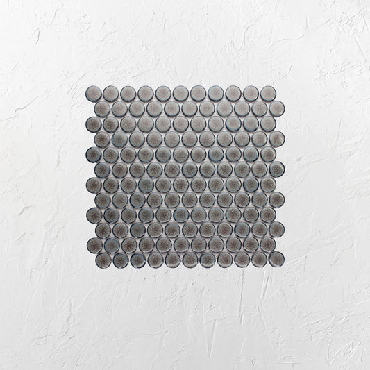 Mottled Grey Gloss Porcelain Glazed Penny Round 28mm