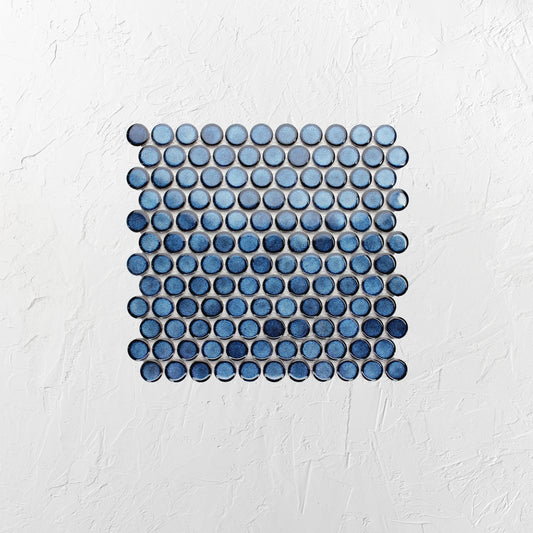 Shadow Blue Gloss Porcelain Glazed Penny Round 28mm