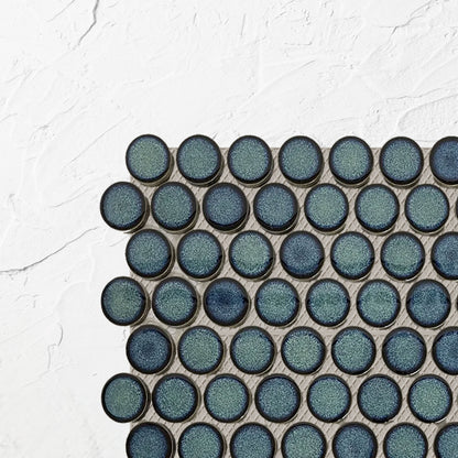 Shadow Green Gloss Glazed Porcelain Penny Round 28mm Diameter