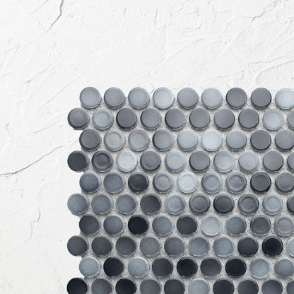 Grey Gloss Diameter Glazed Porcelain Penny Round 19mm