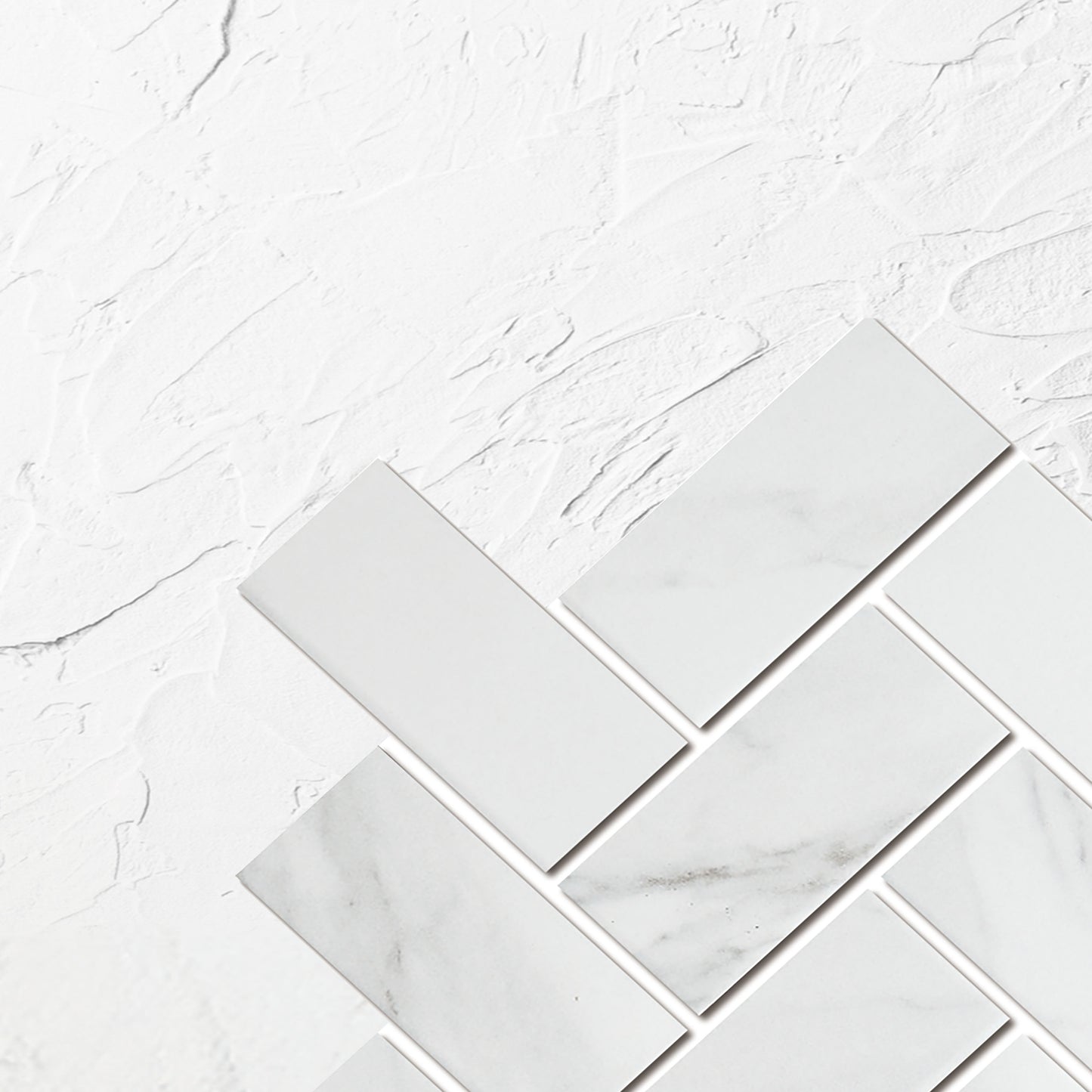 Carrara Look Matt Porcelain Glazed Herringbone 45x95mm