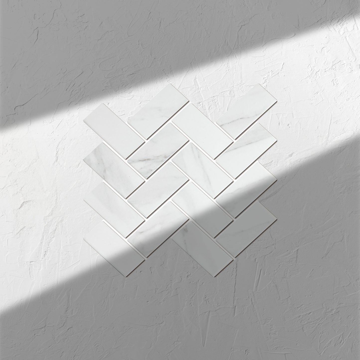 Carrara Look Matt Porcelain Glazed Herringbone 45x95mm
