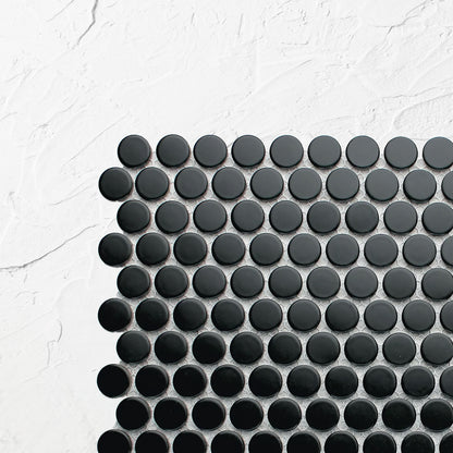 Black Matte Diameter Glazed Porcelain Penny Round 19mm