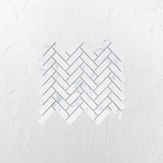 Carrara Look Matt Porcelain Glazed Herringbone Bond 23x73mm
