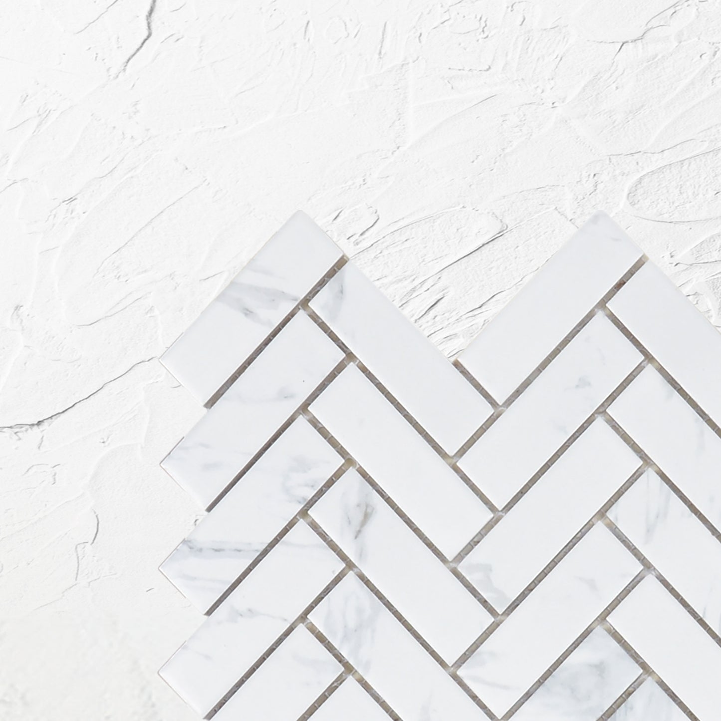 Carrara Look Matt Porcelain Glazed Herringbone Bond 23x73mm