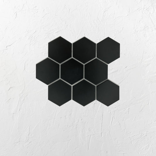 Black Matt Porcelain Glazed Hexagon 95x110mm