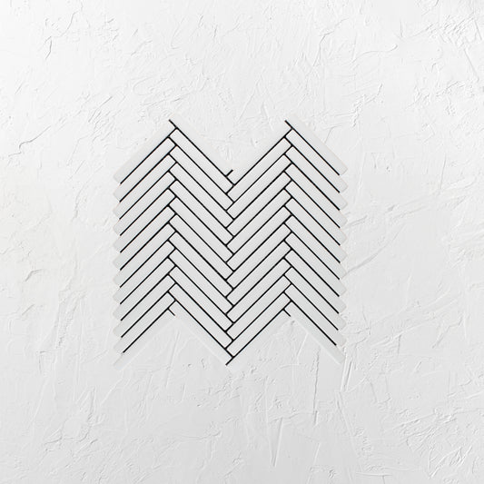 White Matt Porcelain Glazed Herringbone KitKat 12x92mm