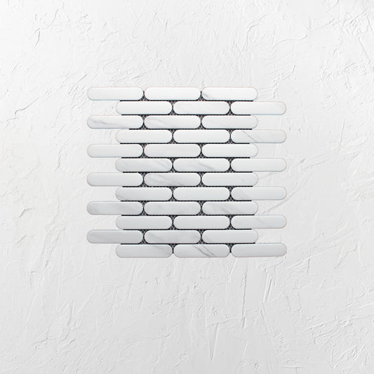 Carrara Matt Round Head Finger Glazed Mosaic 23x93mm