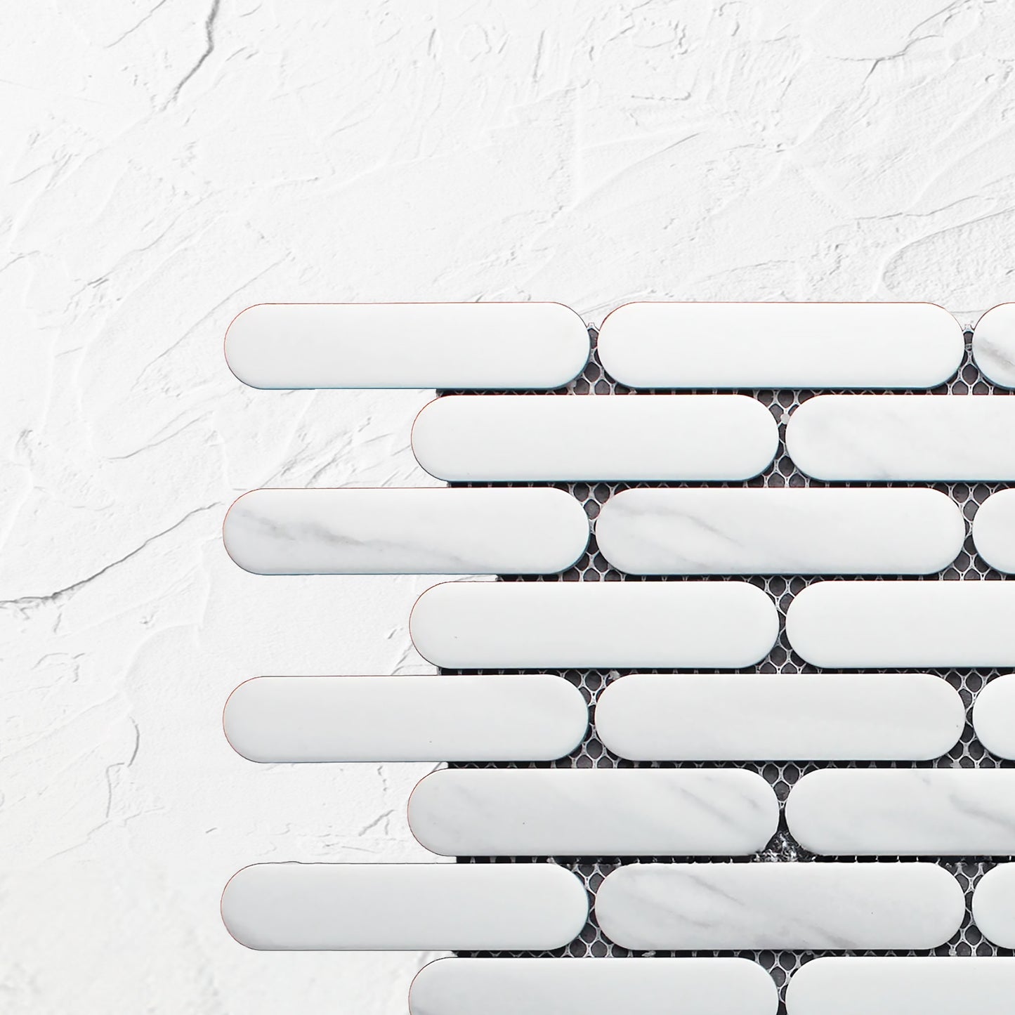 Carrara Matt Round Head Finger Glazed Mosaic 23x93mm
