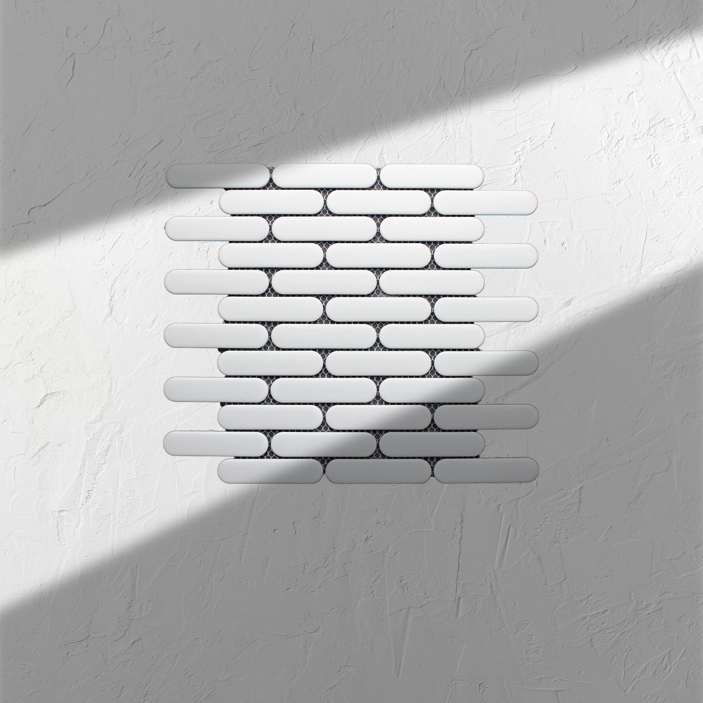 White Matt Round Head Finger Glazed Mosaic 23x93mm