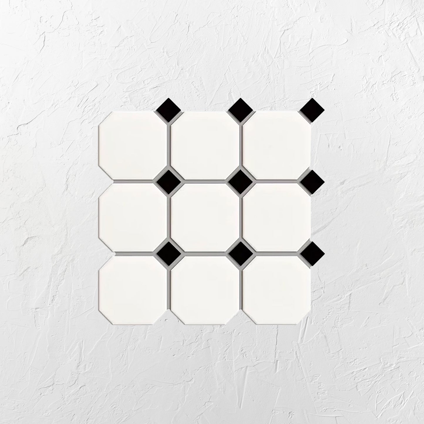 White And Black Matt Porcelain Glazed Octagon Large