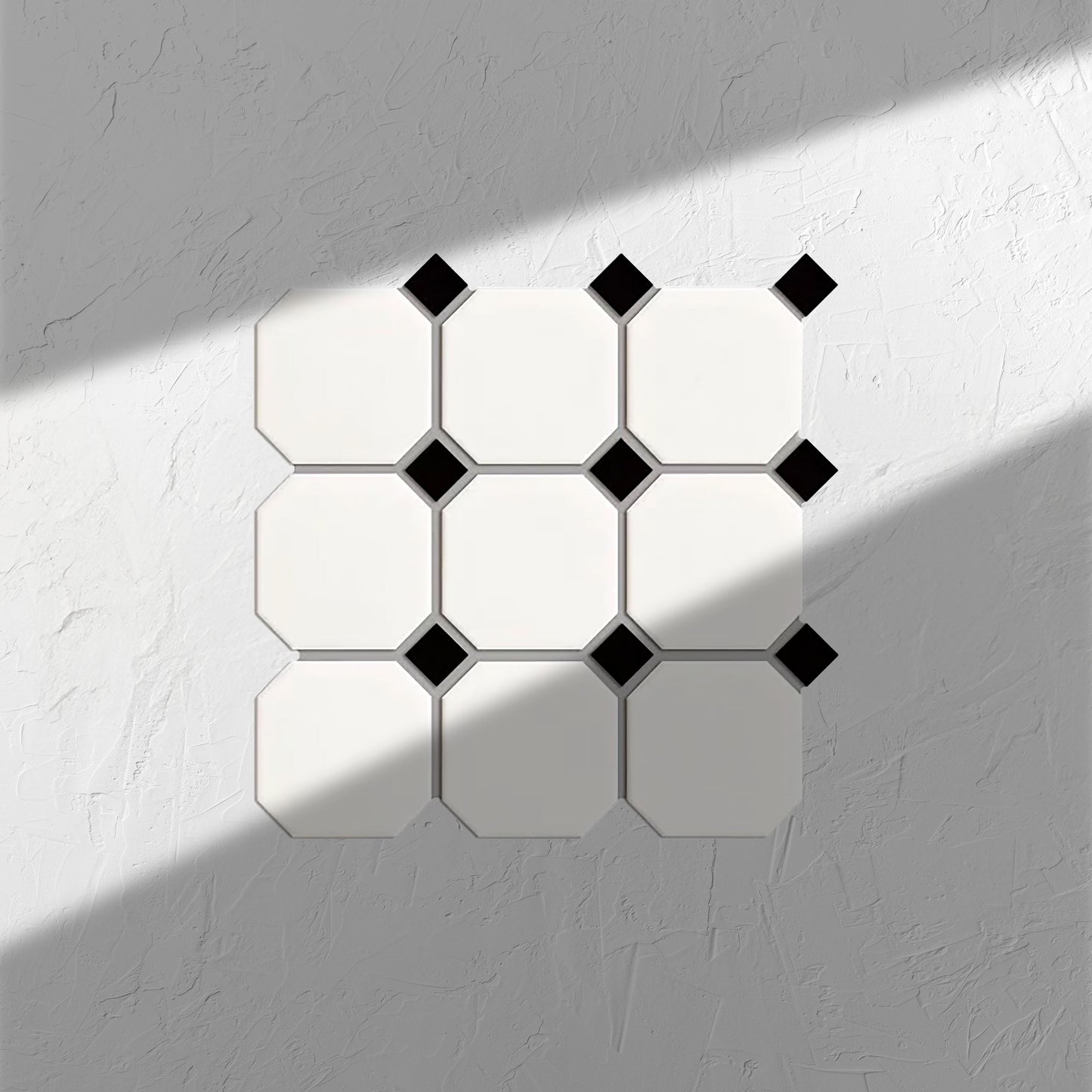 White And Black Matt Porcelain Glazed Octagon Large