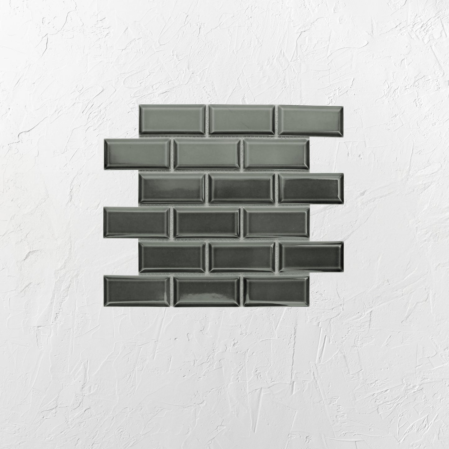 Dark Grey Gloss Porcelain Glazed Rectangle Bevelled Edge 45x95mm