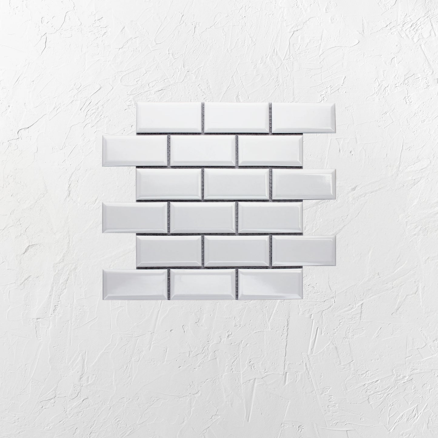 White Gloss Porcelain Glazed Rectangle Bevelled Edge 45x95mm
