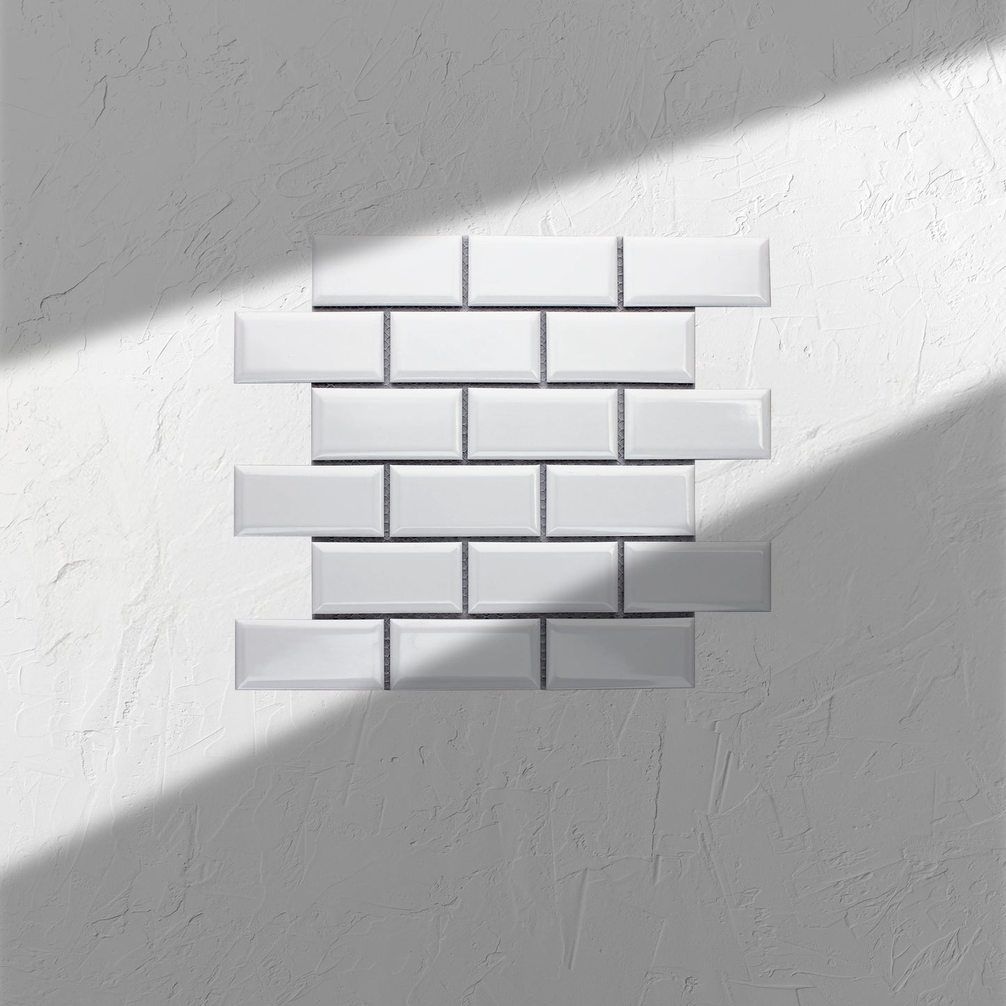 White Gloss Porcelain Glazed Rectangle Bevelled Edge 45x95mm
