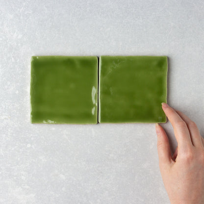 Handmade Gloss Olive  100x100mm