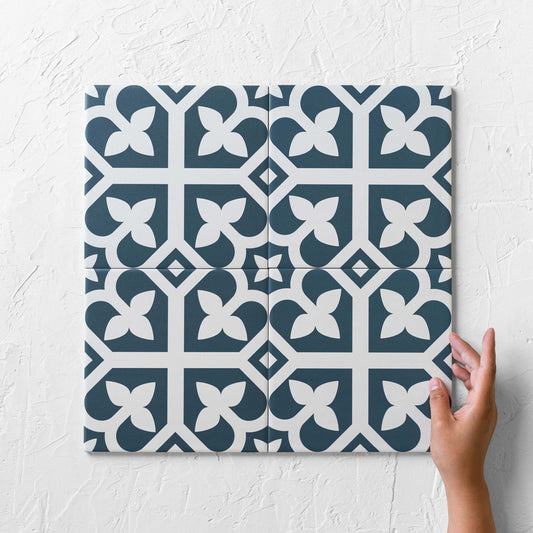 Picasso Bloom Navy Blue 200x200mm