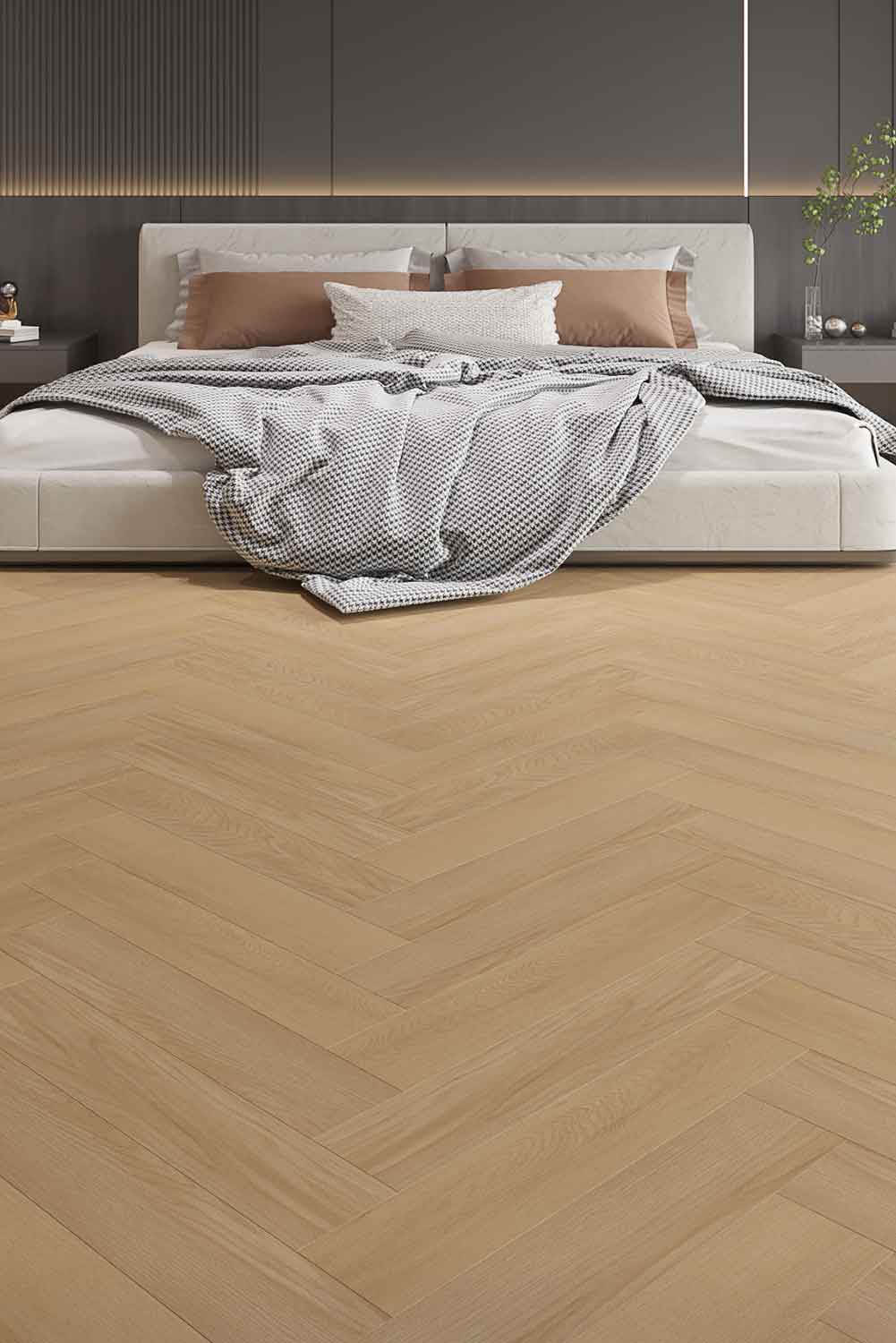 French Oak Elegant SPC Hybrid Herringbone 9.5mm Flooring 7.5+2mm