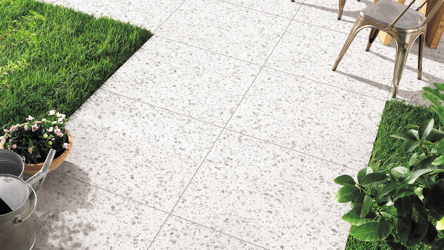 Terrazzo Stone Jelly White Matt Smooth Grip 600x600mm