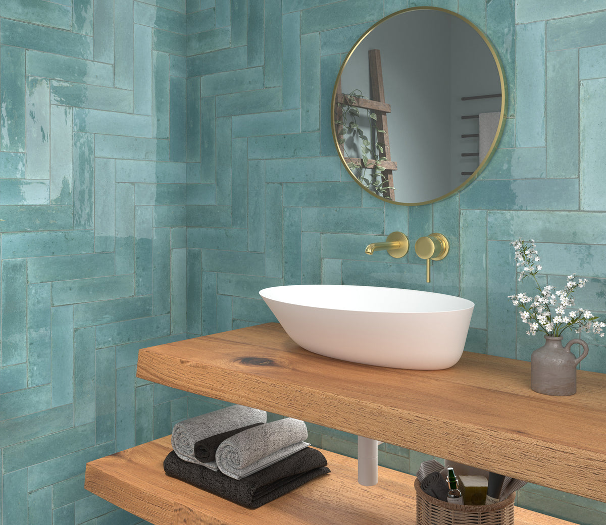 Agadir Turquesa 70x280mm tiles installed