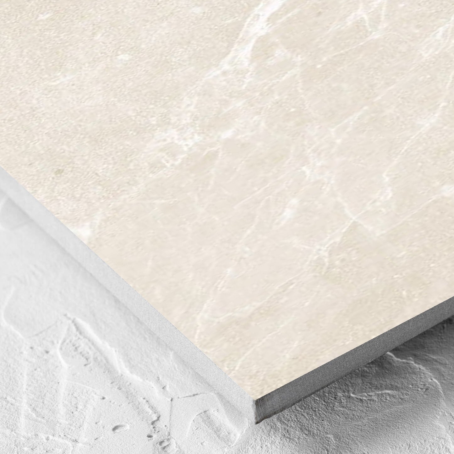 Corner close-up of the Alpen Stone Warm 300x600mm tile showing the tile surface and the edge profile