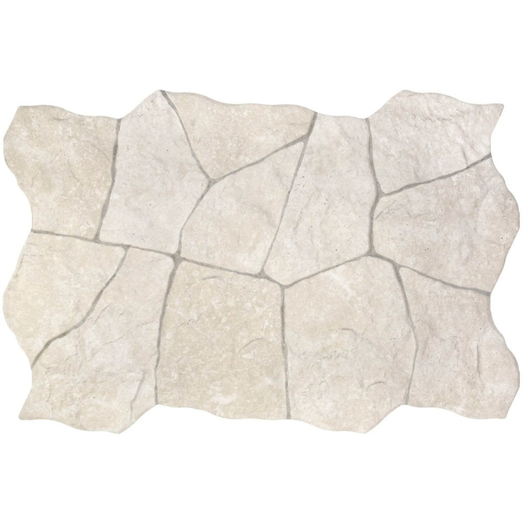 Andes Ivory 400x620mm tile featuring an irregular flagstone mosaic pattern in a warm off-white finish with grey grout lines.