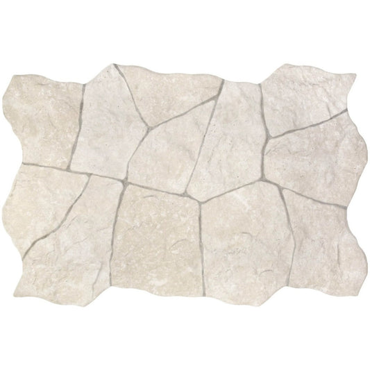 Andes Ivory 400x620mm tile featuring an irregular flagstone mosaic pattern in a warm off-white finish with grey grout lines.