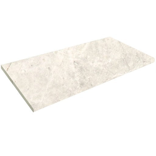 Antalya Matt Bianco Bullnose Square 400x600x20mm tile shown as an isolated pack shot, featuring a soft white marble-effect matt finish with subtle grey veining and a bevelled bullnose edge.