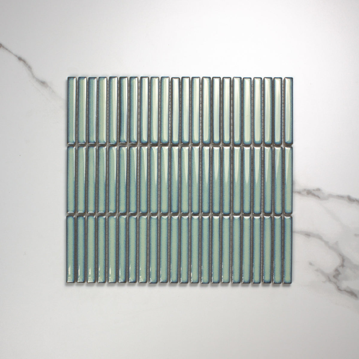 Antique Green Gloss Porcelain Glazed KitKat 12x92mm top view