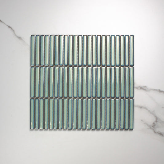 Antique Green Gloss Porcelain Glazed KitKat 12x92mm top view