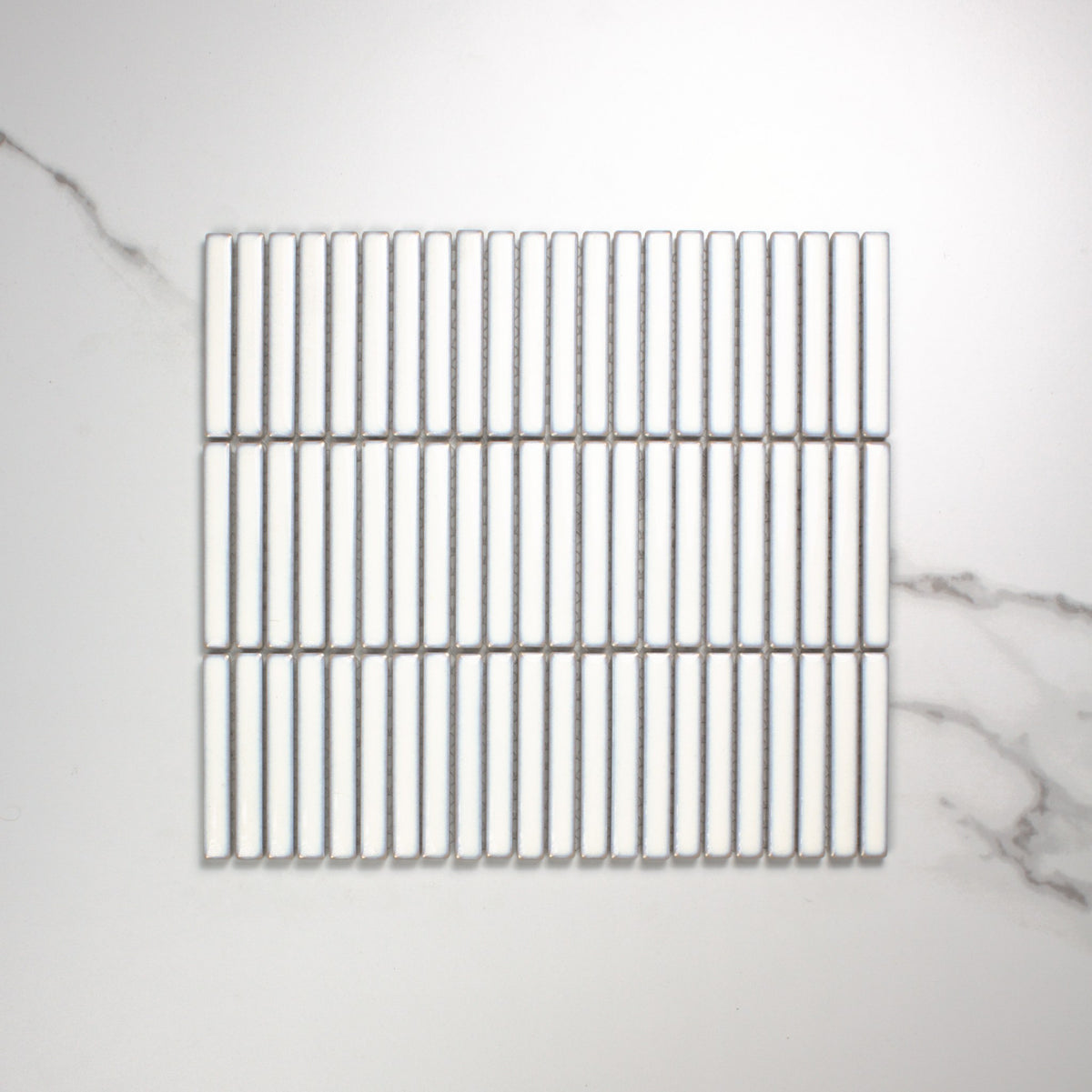 Antique White Gloss Porcelain Glazed KitKat 12x92mm top view