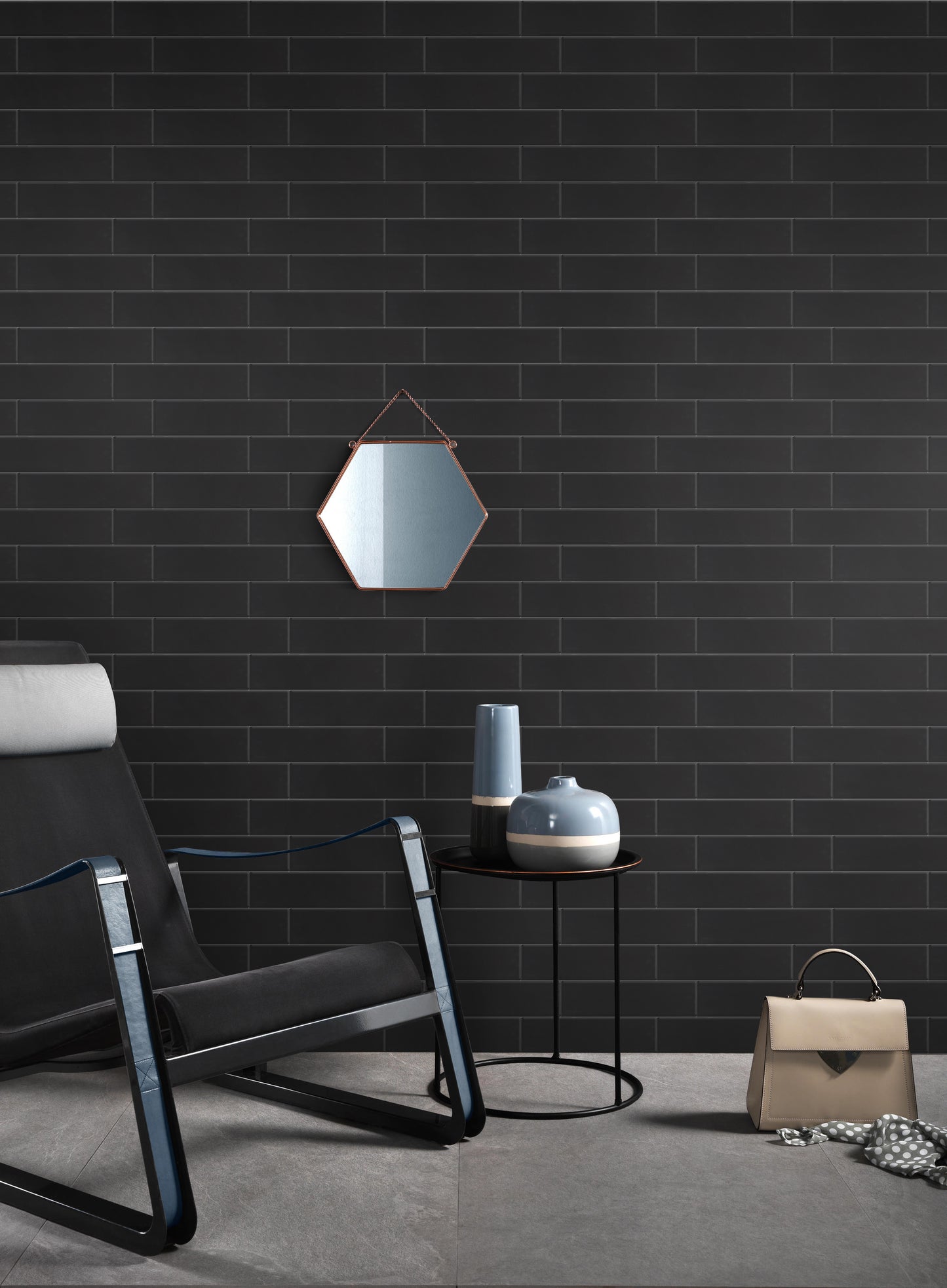Aquarella Black Matt 75x300mm lifestyle