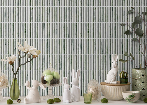 Archistone Jade Recycled Glass Matt Fluted 290x299mm lifestyle