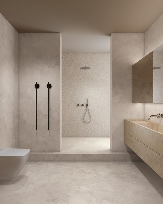 Aurelia Stone Beige 3D Decor 600x1200mm lifestyle