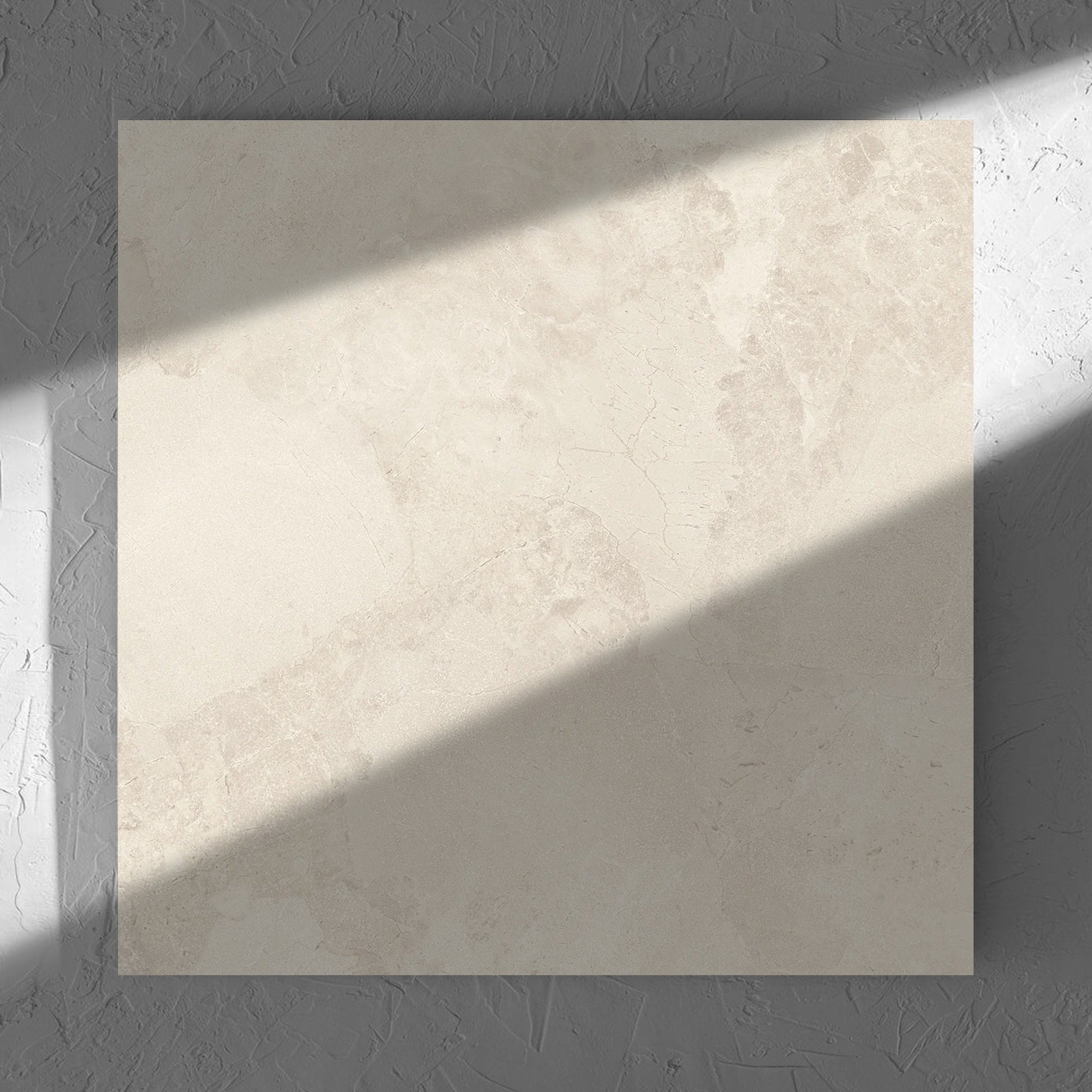Aurelia Stone White Grip 600x600mm tile in soft natural window light, showing the matt surface