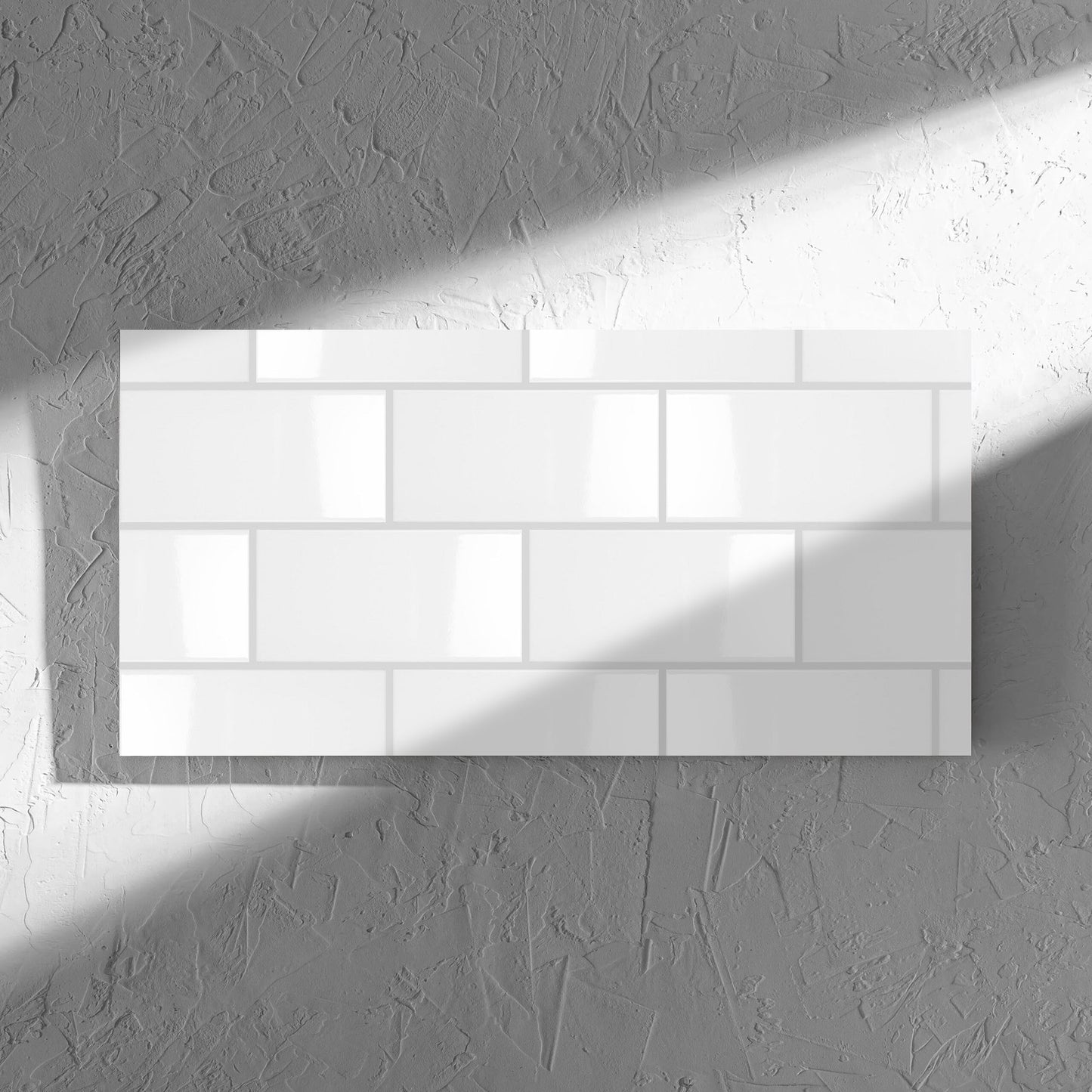 Simplicity White Pressed Gloss 300x600mm tile shadow