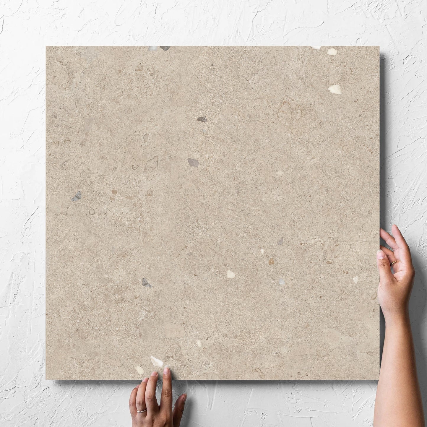 Brescia Earth Beige Matt 600x600mm hand 4